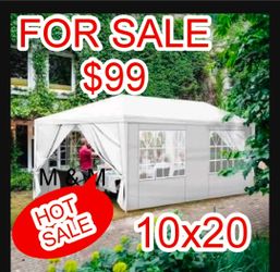 10'x20' Outdoor Canopy Party Wedding Tent White Gazebo Pavilion with Side Walls