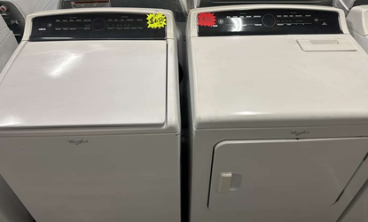 Whirlpool Top Load Washer + Gas Dryer Set – White, HE