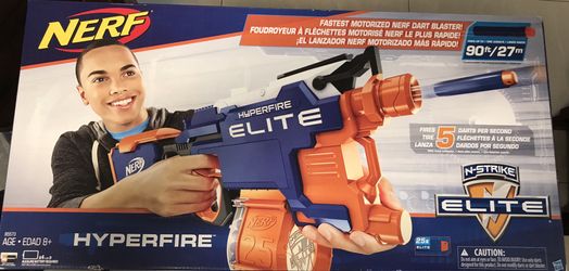 Nerf N-Strike Elite HyperFire Blaster (unboxed) along with bagged 265 (opened) nerf darts varied