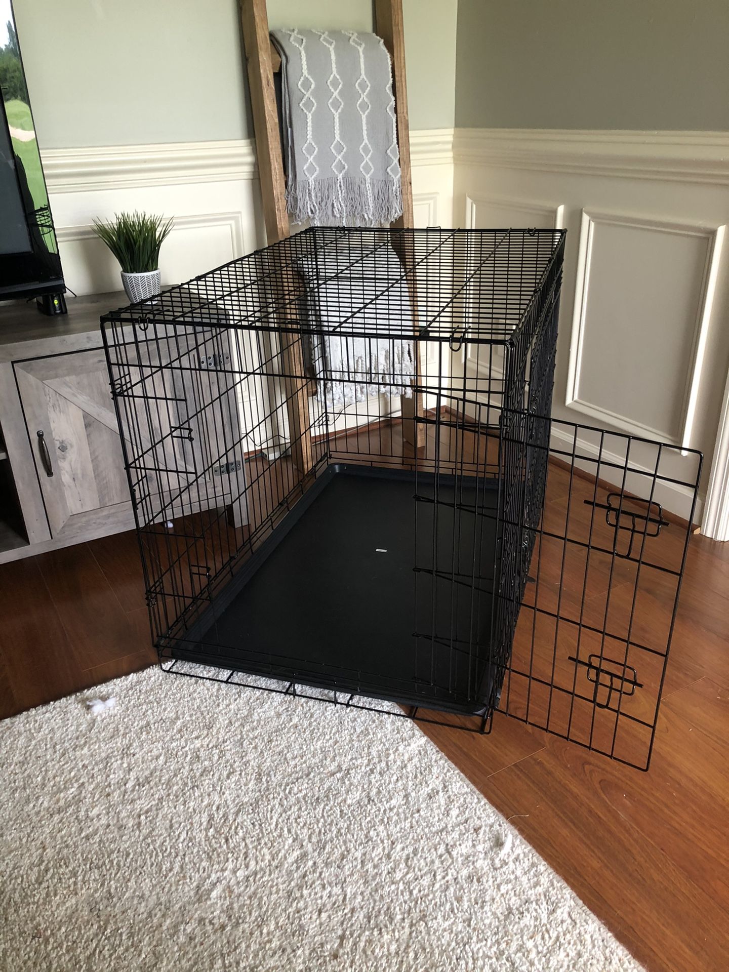 Large dog crate with two doors