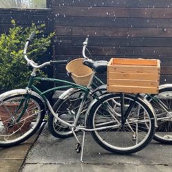 2 Classic Schwinn  Bikes With Free Trailer & Wheel Lights