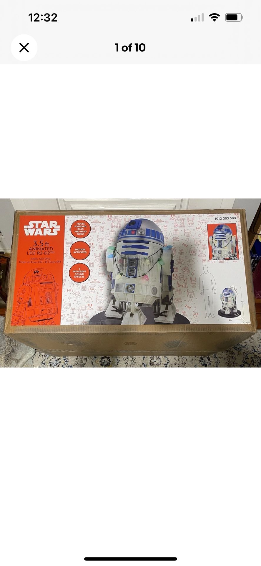 Star Wars 3.5ft Animated LED R2-D2 with Sound and Light Effects In Hand