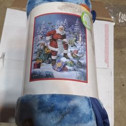 Warm Wishes "Moonlight Christmas Party" Royal Plush Raschel Throw Blanket. 