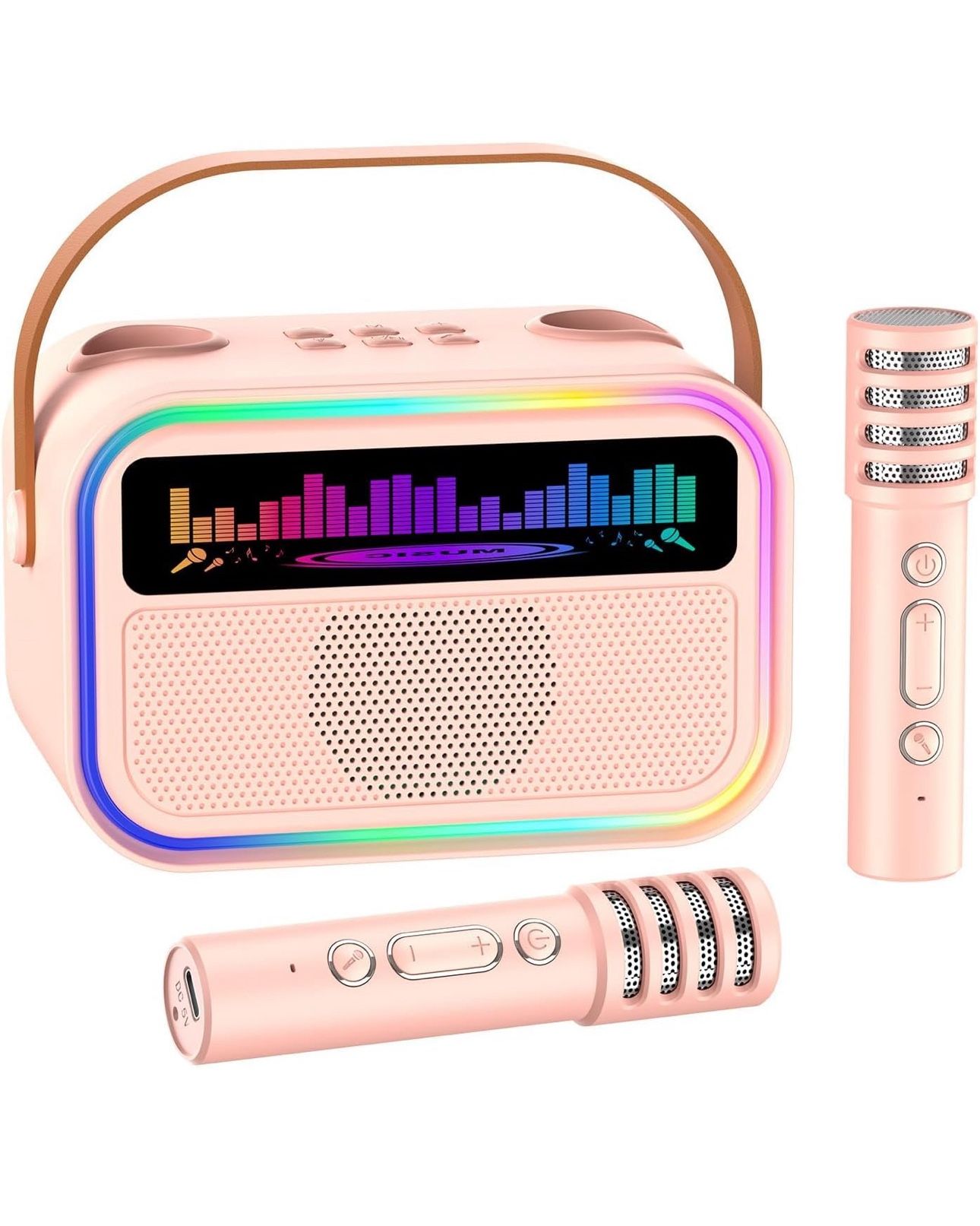 Kids Karaoke Machine for Girls, Kids Toys Gifts for Age 3-12+, Portable Bluetooth Speaker with 2 Wireless Microphones, Toddler Singing Karaoke for Bir