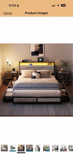 Bed frame with storage drawers