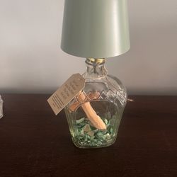 Handmade Bottle Lamp w/ Cross & Glass Gems | LED Light 