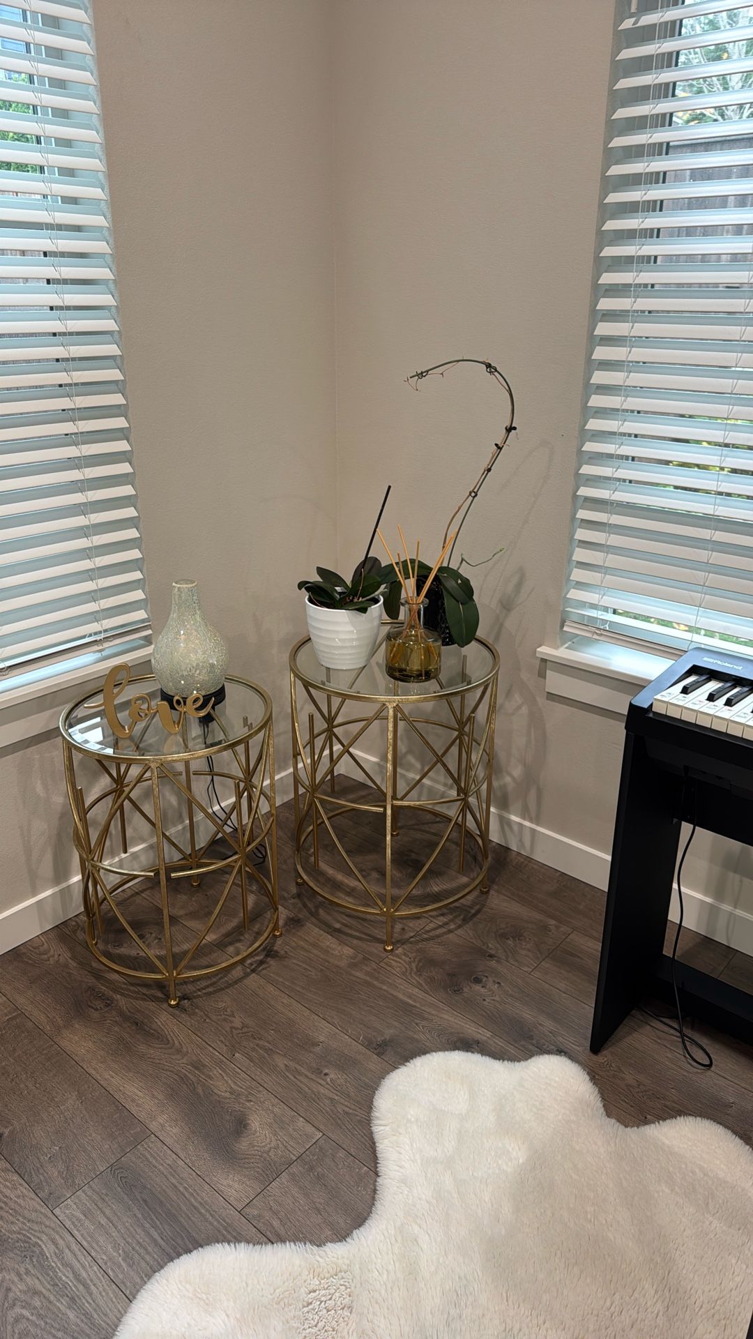 Two Golden Side Tables