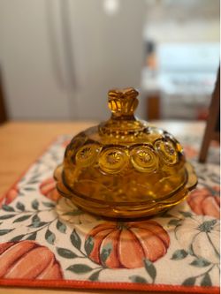 LE Smith Vintage Amber Butter/Cheese Dish