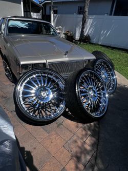 24” Asanti 3-Piece Chrome Wheels & Tires | 5 Lug | G-Body Adapters Included
