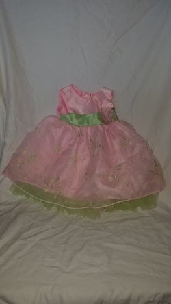 Baby girl dress pink green flowers ect