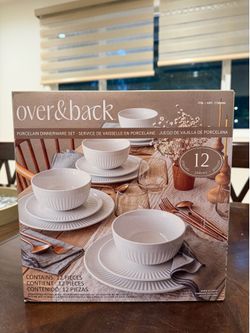 Over&Back Porcelain Dinnerware Set, 12 pc