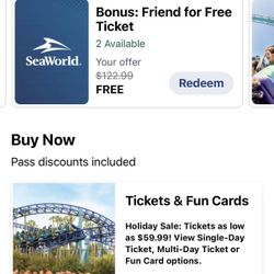 2 Tickets Of San Diego SeaWorld