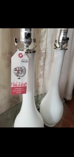 2 New white Glass Lamps