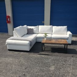(Delivery Available) White Sectional Couch Sofa 