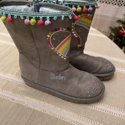 Great condition Sketchers Twinkle Toes Girls Winter Snow Light Up Boots Shoes Size 3 Youth