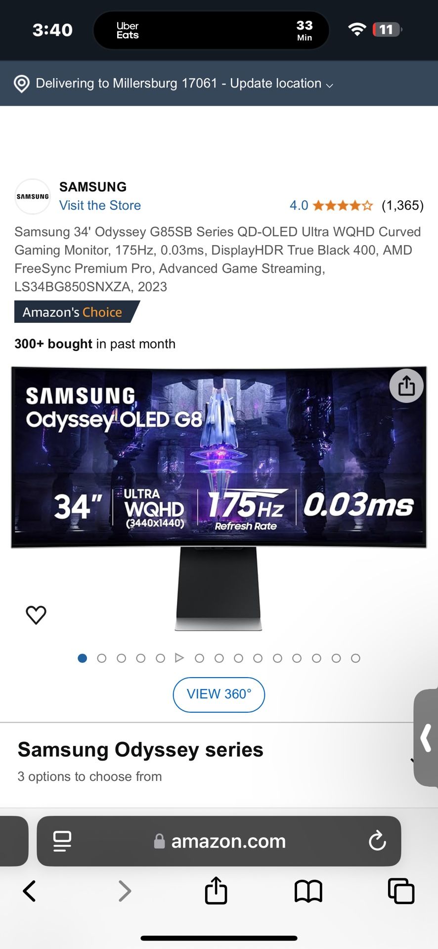 Samsung odyssey G8 34 inch OLED
