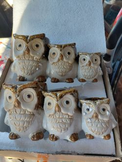 Ceramic Owl Planters Set of 2
