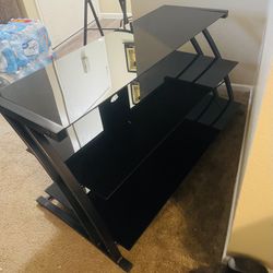Sleek Black Glass TV Stand 