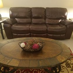 Genuine Leather Reclining Sofa & Loveseat