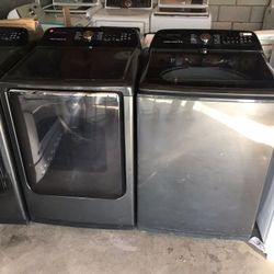 Black Samsung Top Load Washer And Gas Dryer Set