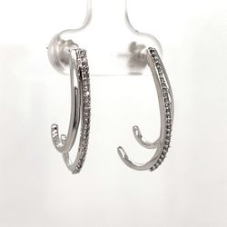 10kt White Gold Hanging Diamond Earrings Double Curl .25ctw 2.64 147929 9