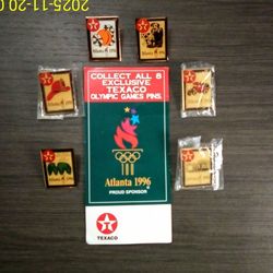 1996 OLYMPIC GAME PINS 6 TEXACO - 1 COCA-COLA **NEVER WORN**