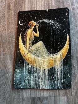12x8” Moon Goddess Decorative Metal Tin Sign