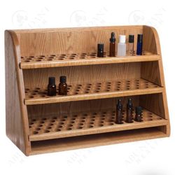 Large, 3-Shelf Aromatherapy Oak Storage and Display Rack: Finished Oak (Holds 151 Vials)