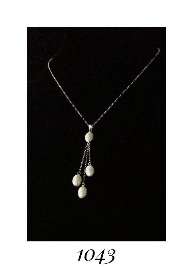 16-17" Solid Sterling Silver 4 Bead Enhancer Pendant Necklace. CHARLES GARNIER, Made in Peru 