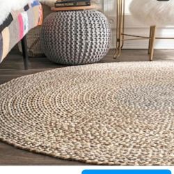 πππR19#2 ($95 )nuLOOM Draya Braided Jute Gray βΌοΈ4 ft. Round Rug