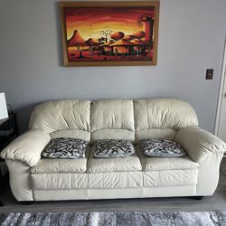 White/cream Leather Couch