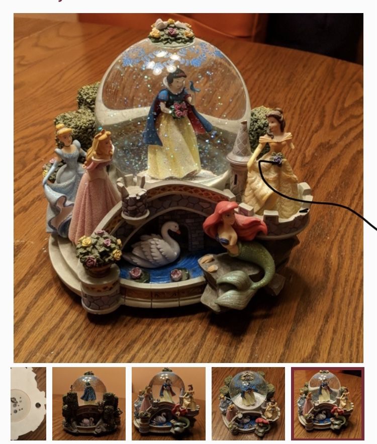 Vintage Disney Princess Musical Snow globe