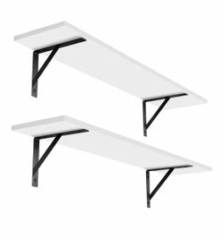 NEW White Floating Wall Shelves (Set of 2) – 31.5” – Open Box