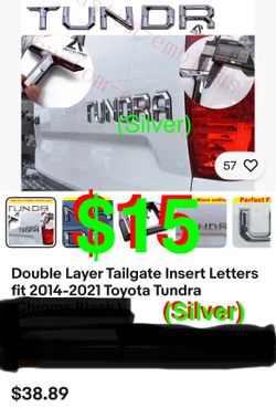 Silver Double Layer Tailgate Insert Letters fit 2014-2021 Toyota Tundra