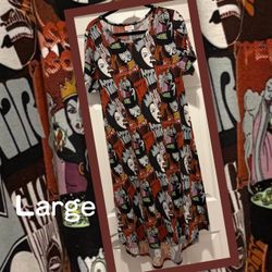 LuLaRoe Disney Villains Print Dress Large