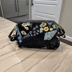 Embroidery With Beads Blue Crossbody And Hobo Bag