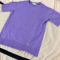 Purple Short Sleeve Sweater Shirt 