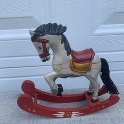Antique Vintage Mini Wood Rocking/Rearing Horse Primitive Hand Carved Toy 6.5” T