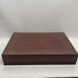 Empty Wood & Velvet Flatware Box Vintage Antique