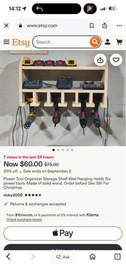 Power Tool Organizer Storage Shelf for Wall