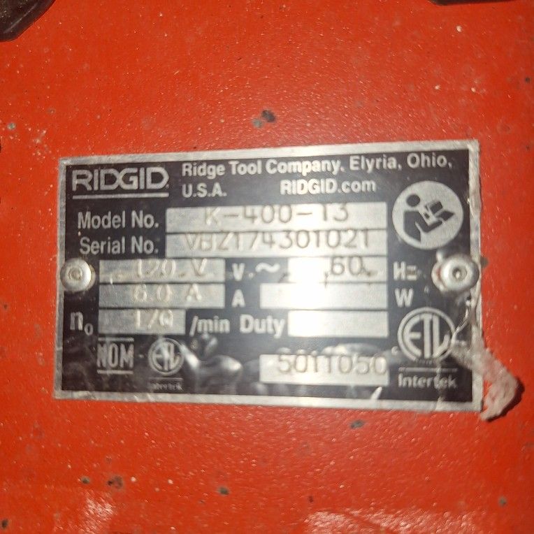 Ridgid Sewer Cleaner $300.00