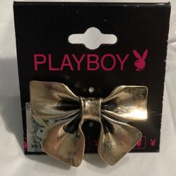 New! Large Gold Playboy BowTie Ring. Size 7