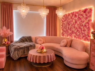 Pink glam couch luxury corner couch girlie 5k retail