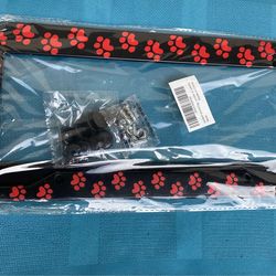 Red and Black Puppy Dog Paw Print License Plate Frame Cover