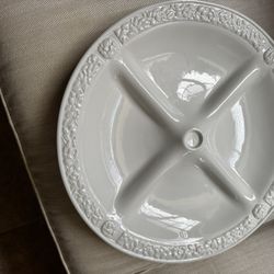 STUDIO NOVA ITALY GARDEN HARMONY 4 PART SERVING PLATTER 16" EMBOSSED RIM DIVIDED