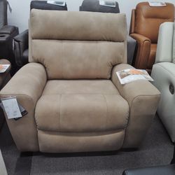 Power Recliner Chair W/ Adj.Head Rest, Faux Leather Light Brown