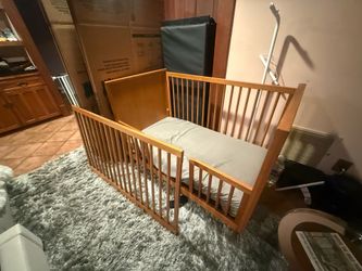 West Elm Mid-Century Convertible Crib (Acorn) + Naturepedic Mattress