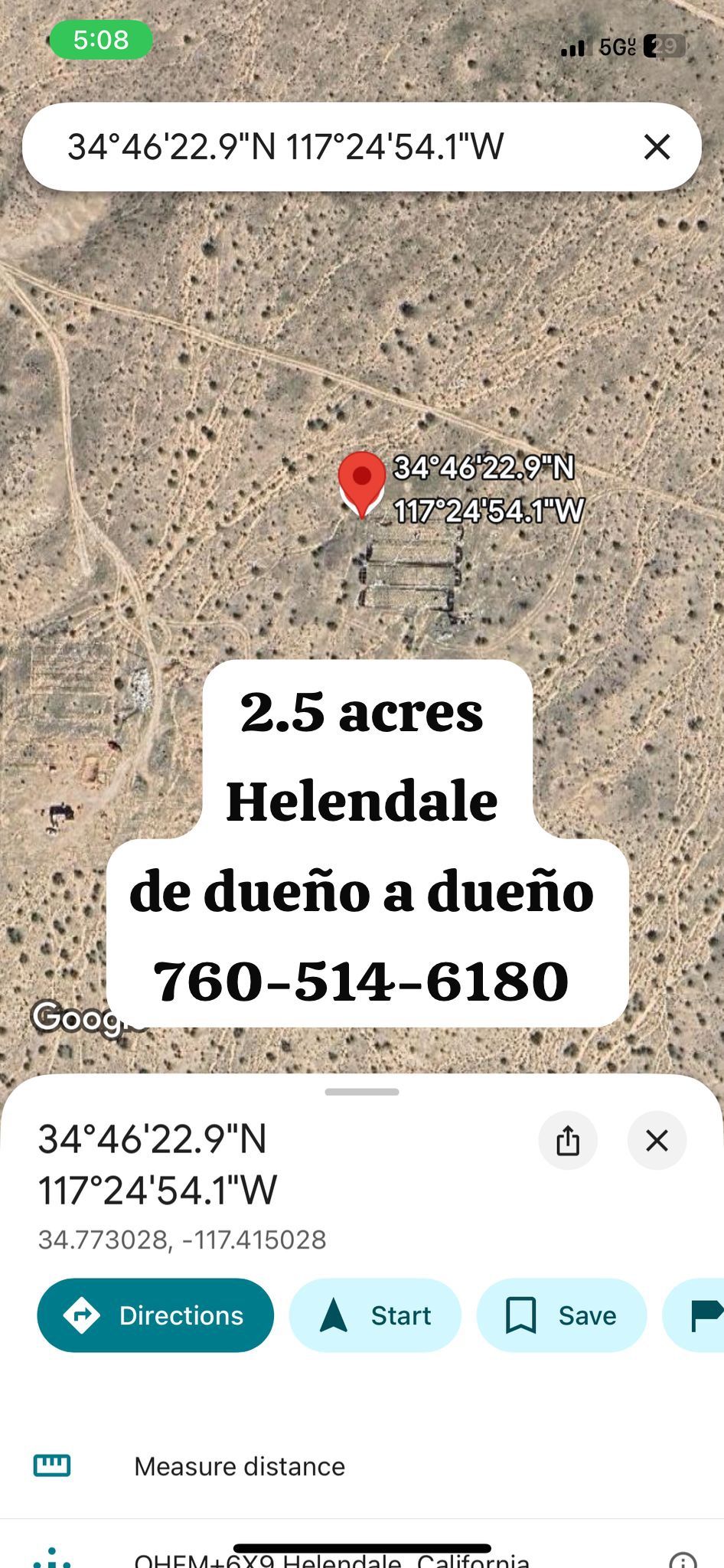 Terreno De Venta Helendale 2.5 Acres Dueño A Dueño 