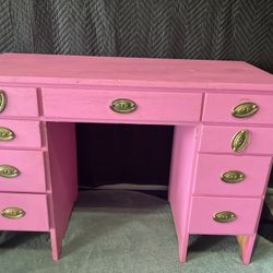 PINK WOODEN DESK (DELIVERY AVAILABLE)