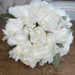 Cream-colored Artificial Peony Bouquet 11"
